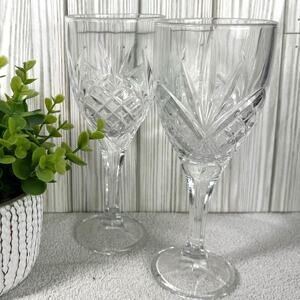 Godinger Dublin Crystal Wine Glasses, Vintage Dublin Pattern Wine Glass Set of 2